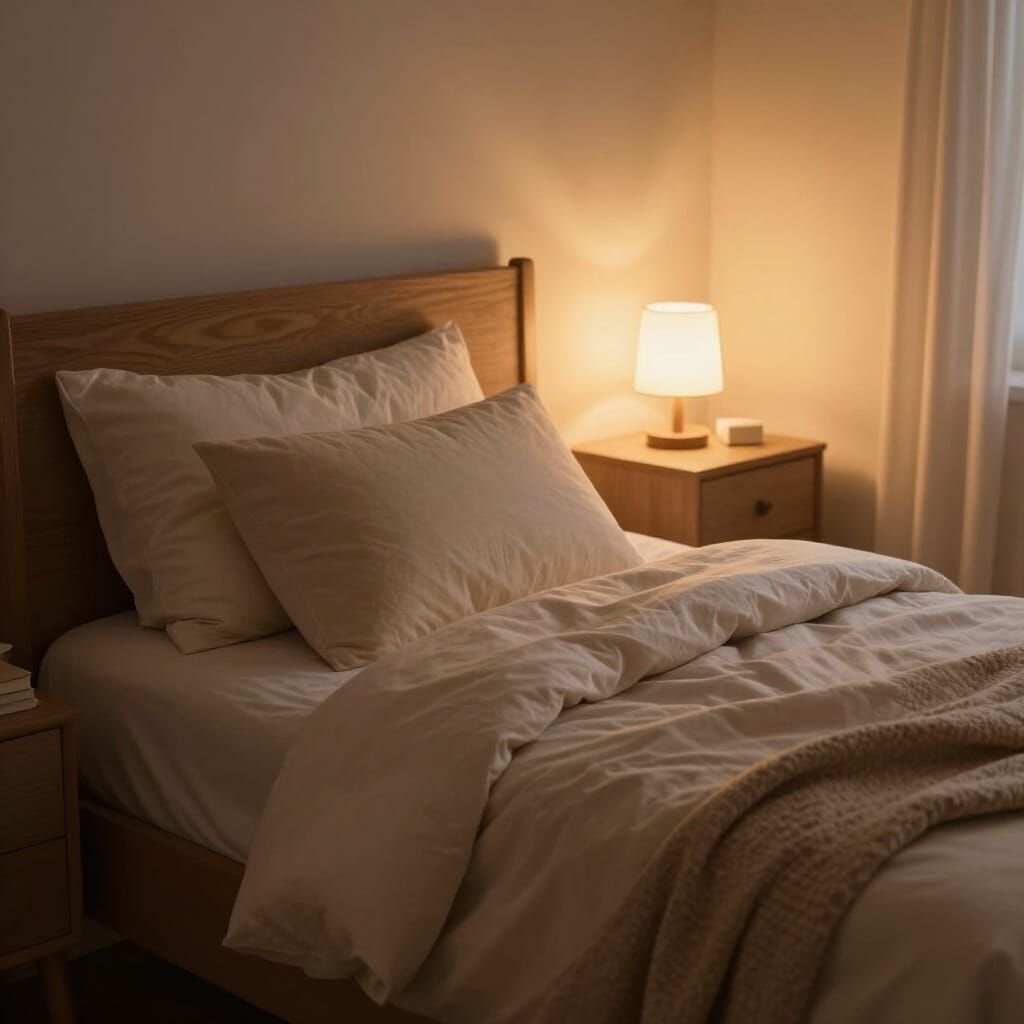 Cozy Bedroom Scene With Soft Warm Light