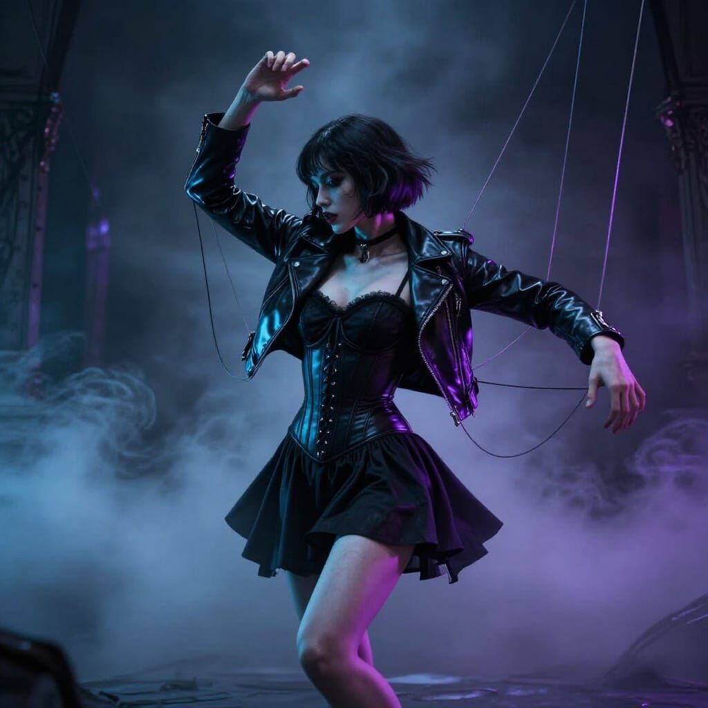 Woman Controlled by Puppet Wires in Gothic Fantasy Style