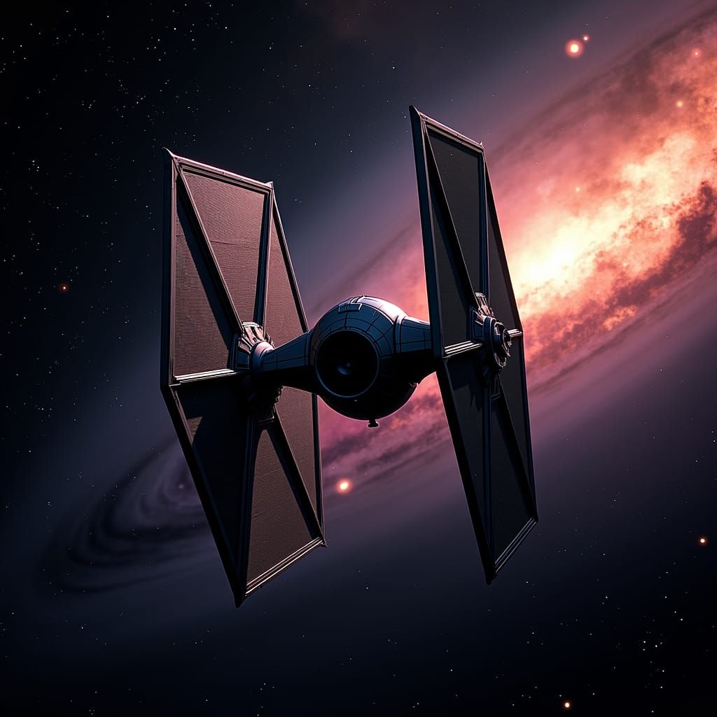 TIE Fighter in Space: Photorealistic Digital Painting