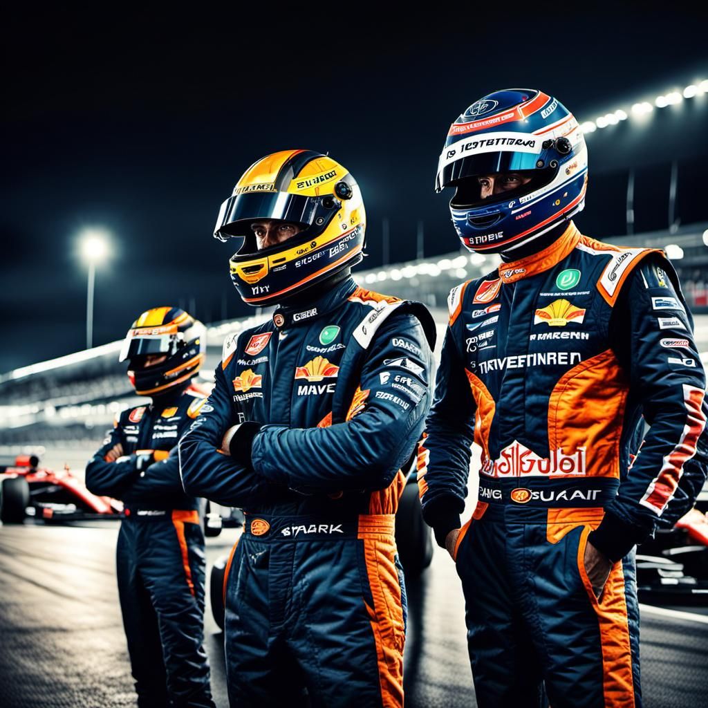 F1 Drivers in Pit Lane: Hyper-Realistic Cinematic Shot