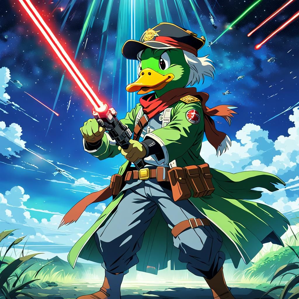 Anime Space Pirate Duck with Laser Gun