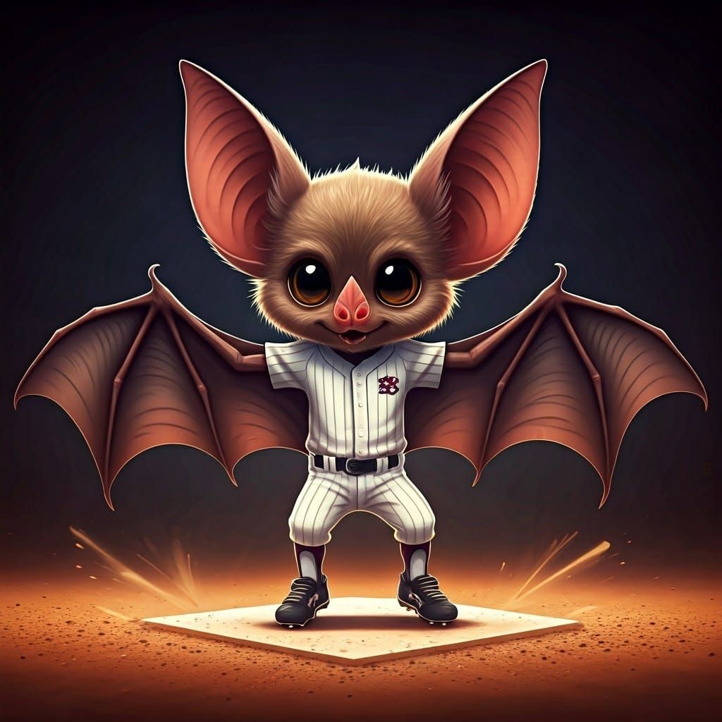 Chibi Baseball Bat Sliding into Home Plate