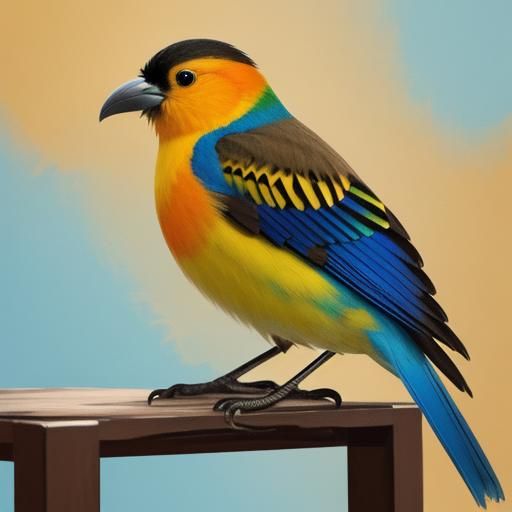 Bird with Nut: Vibrant Oil Painting