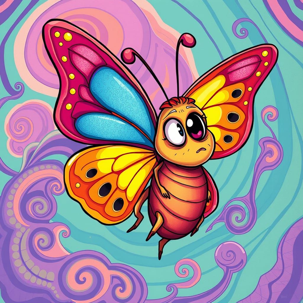 Psychedelic Manga Butterfly Illustration