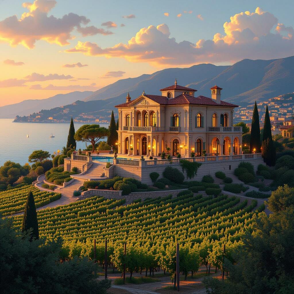 Majestic Roman Mansion in Mediterranean Fantasy World