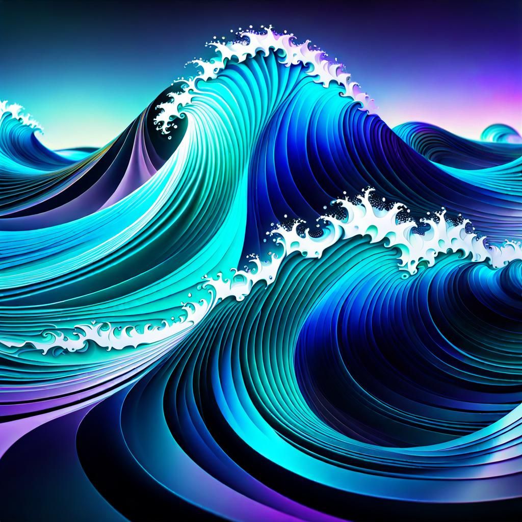 Ocean Waves in Glass Art with Fractal Design