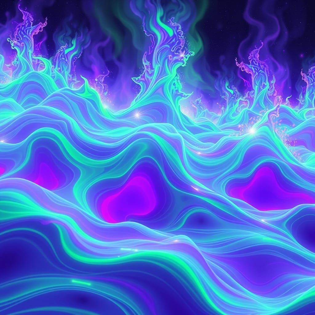 Vibrant Chromatic Flames in Neon Style
