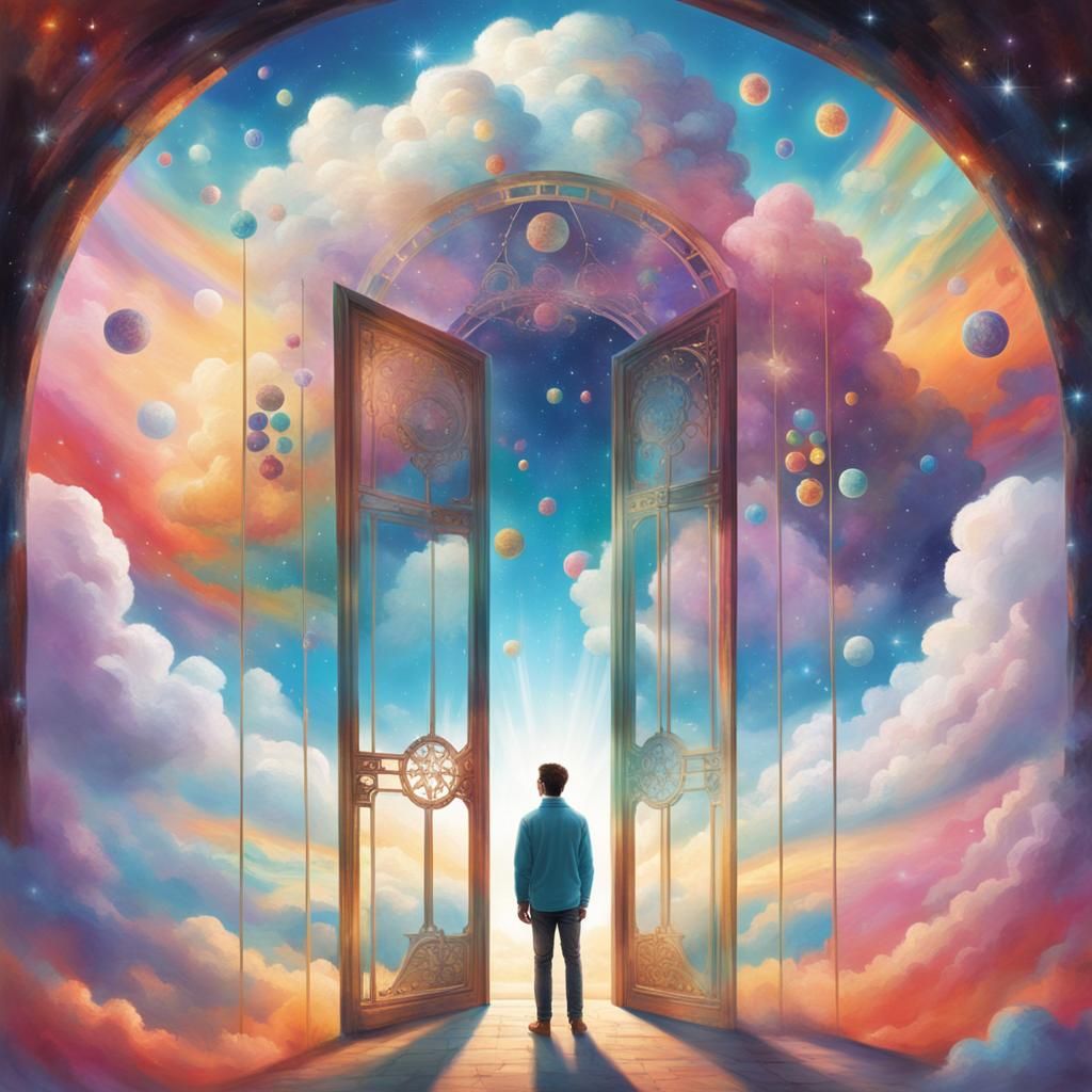 Celestial Sky Portal with Cloud Castles