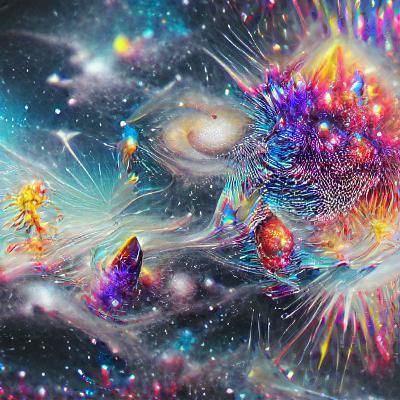 Holographic Astral Big Bang Illustration in Mixed Media