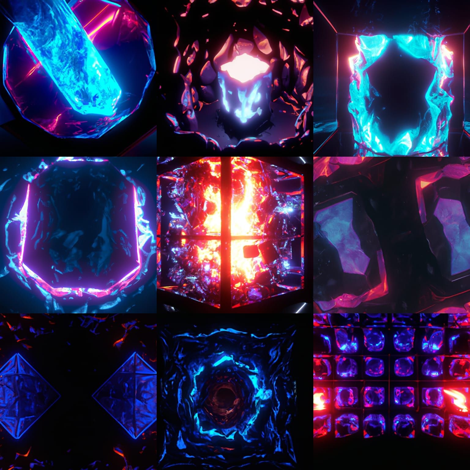 pattern flames glass socket electric flames unreal engine 4D folly-twin diamond glow shine neon realistic unclose photo ...