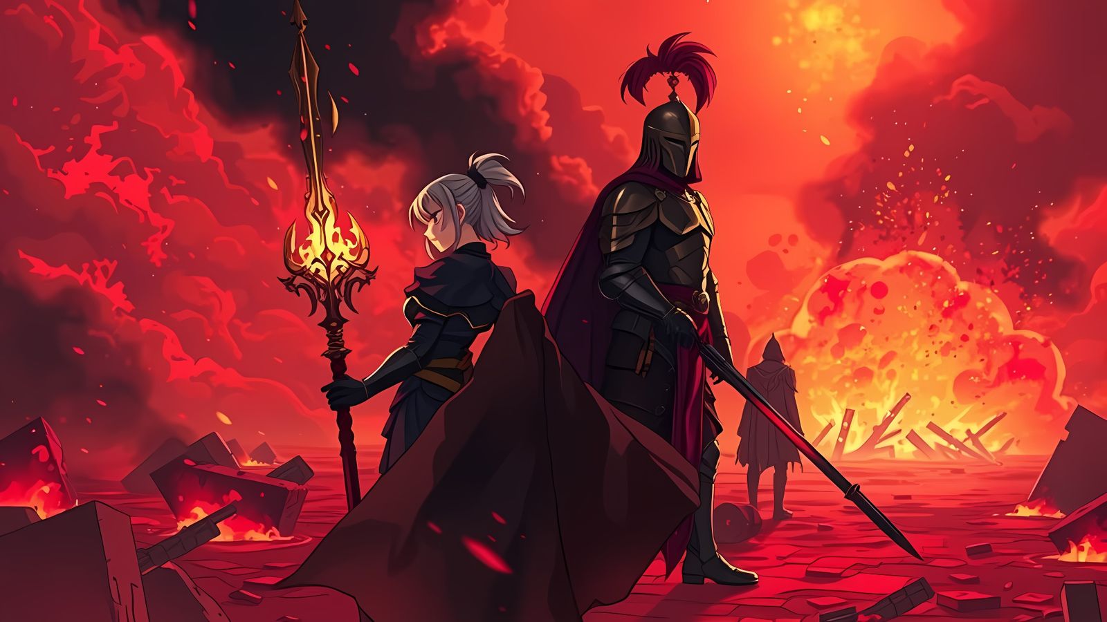 Anime Dread Knight and Royal Guard Showdown on Apocalyptic B...