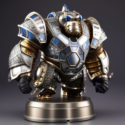 Armored Steampunk Android Gorilla with Sapphire Inlays