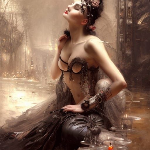 Pagan Witch Pin-Up in Dark Fantasy Style