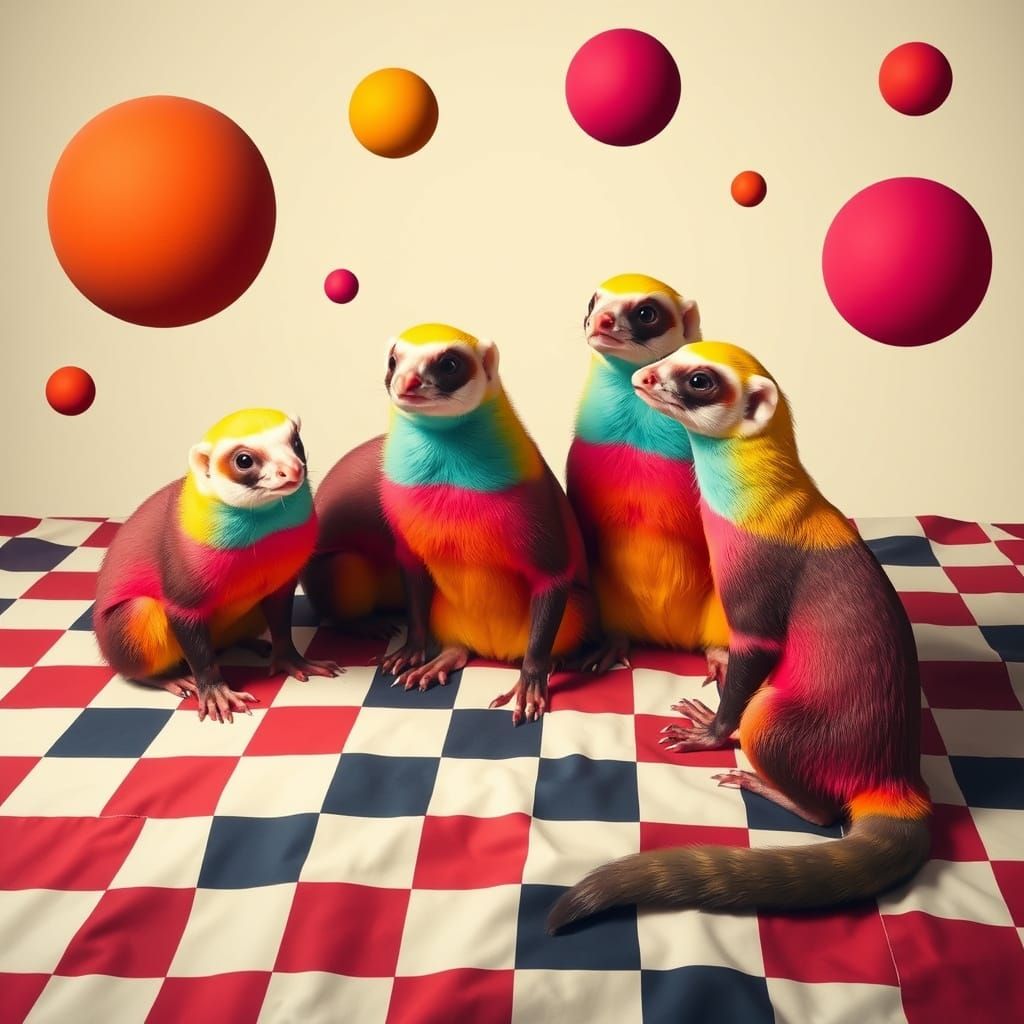 Psychedelic Ferrets in Abstract Non-Euclidean Landscape