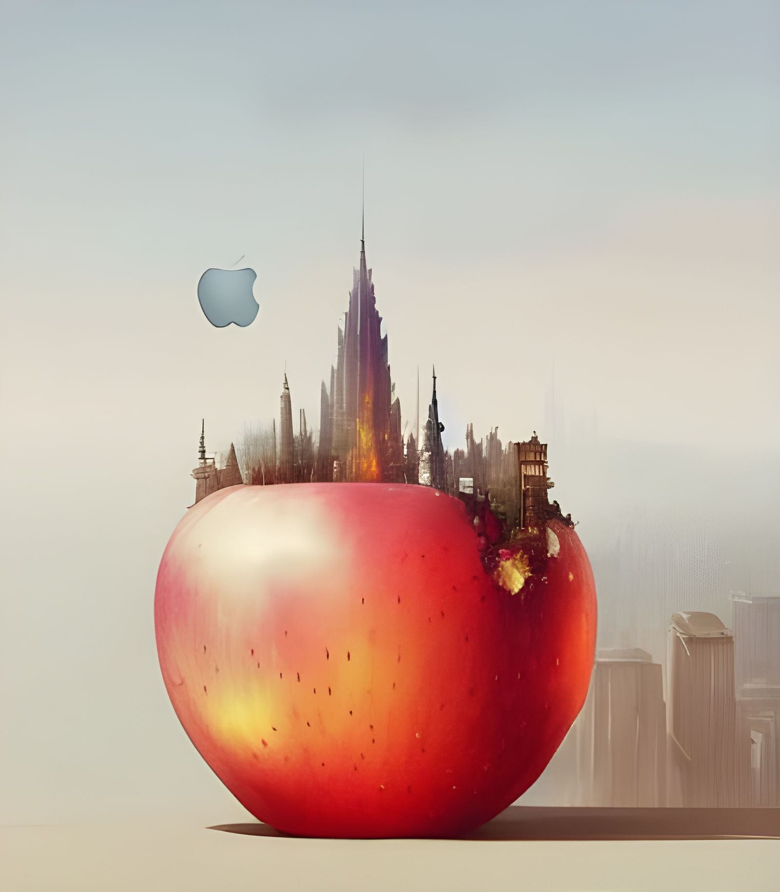 Epic Apple-Shaped City Concept Art