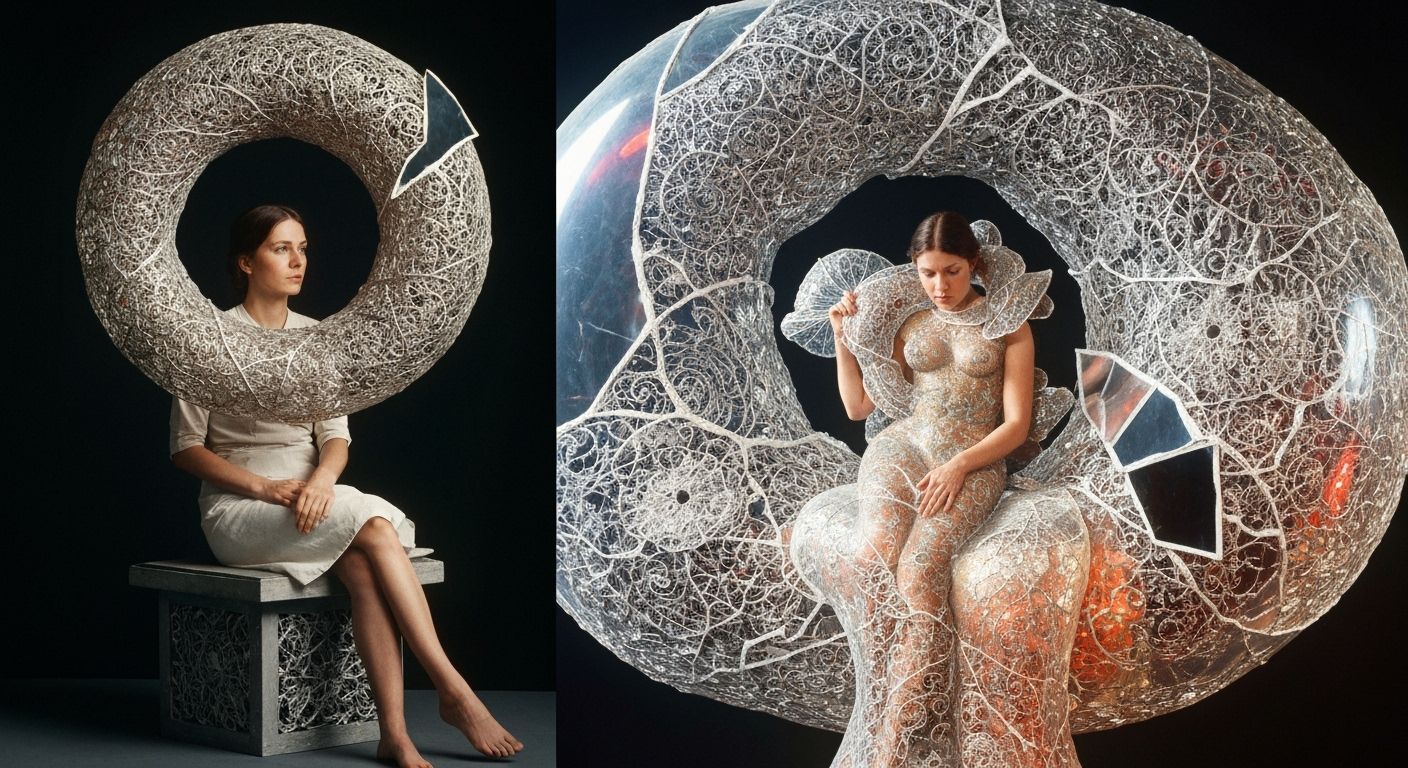 Surreal Sculptor in Bioluminescent Body Art