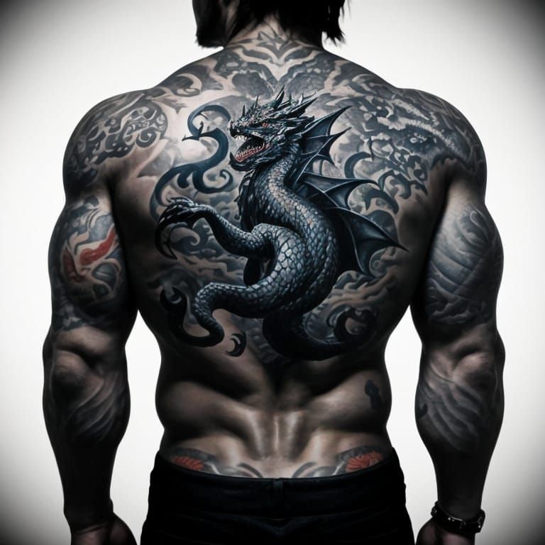 Full Back Dragon Tattoo Design