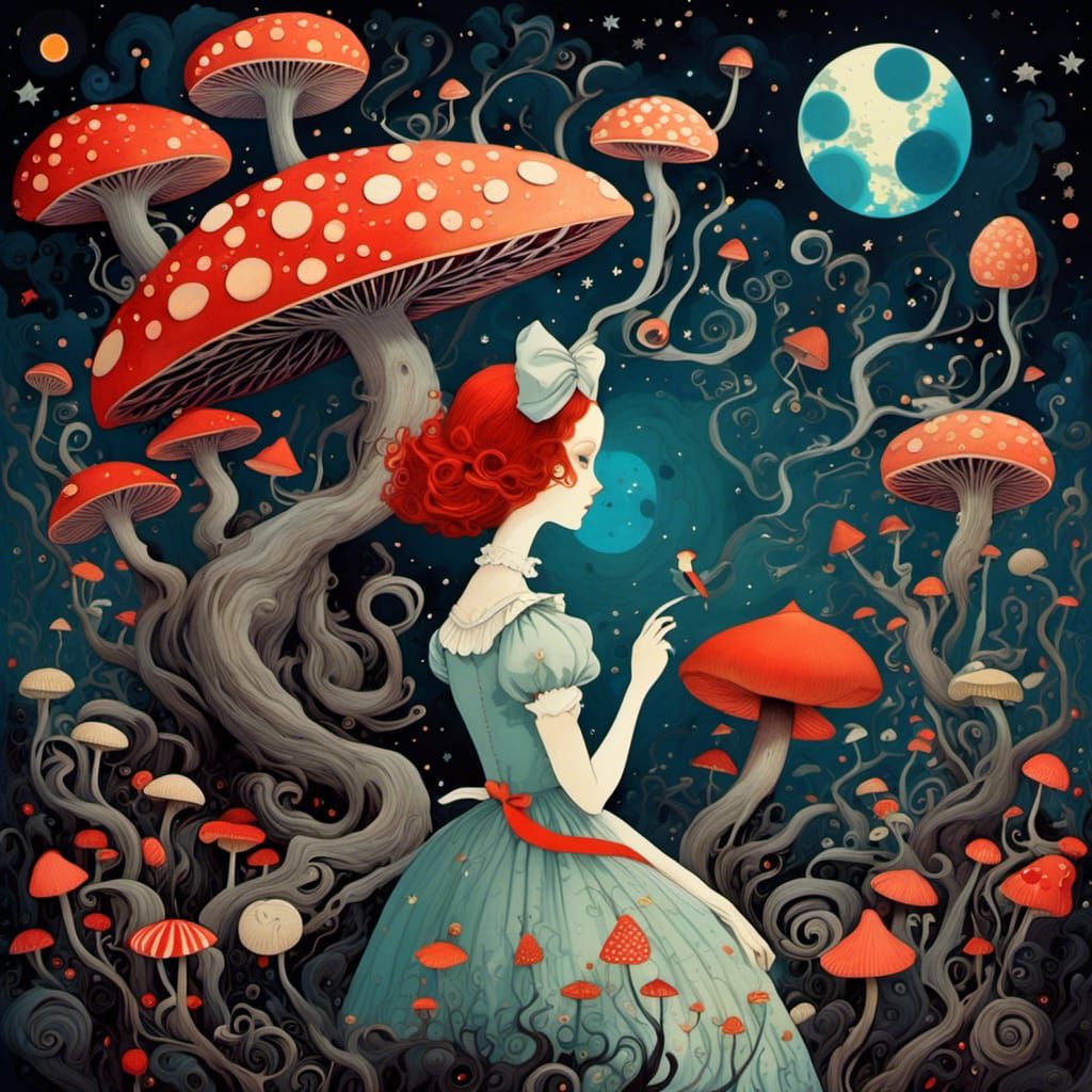 Alice in Wonderland: Gothic Macabre Collage Art