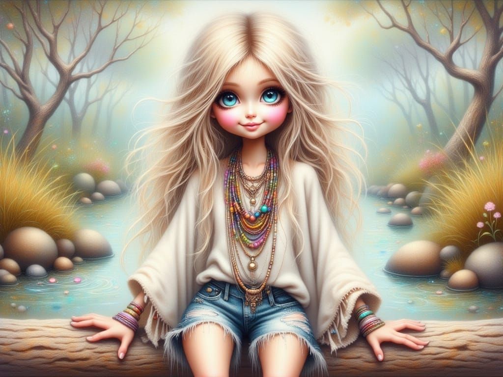 Whimsical Portrait of a Young Blonde Girl