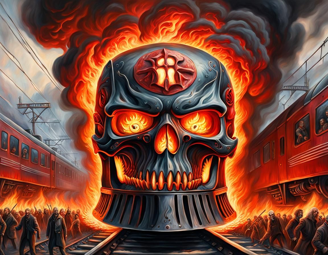 Burning Skull Train in Hyper-Detailed Rendering