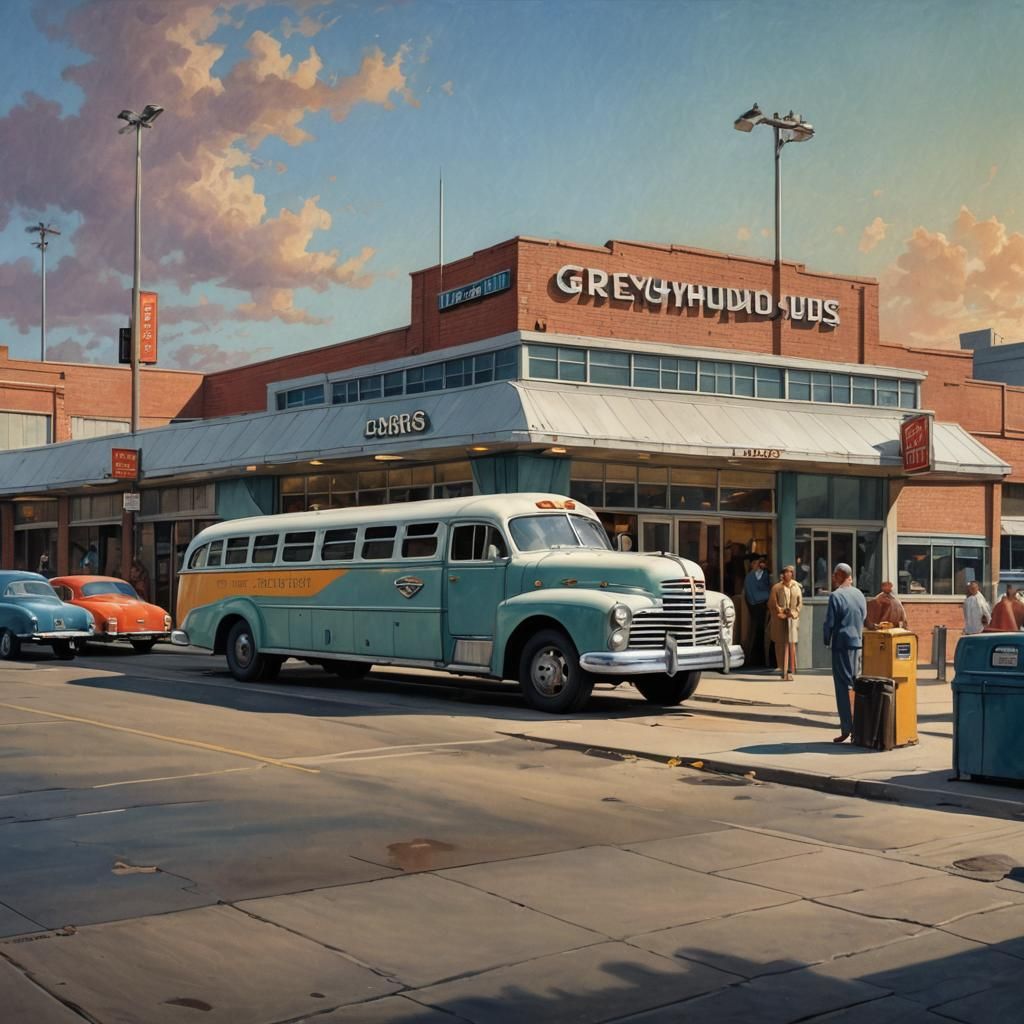 Greyhound Bus Depot in the 1950s