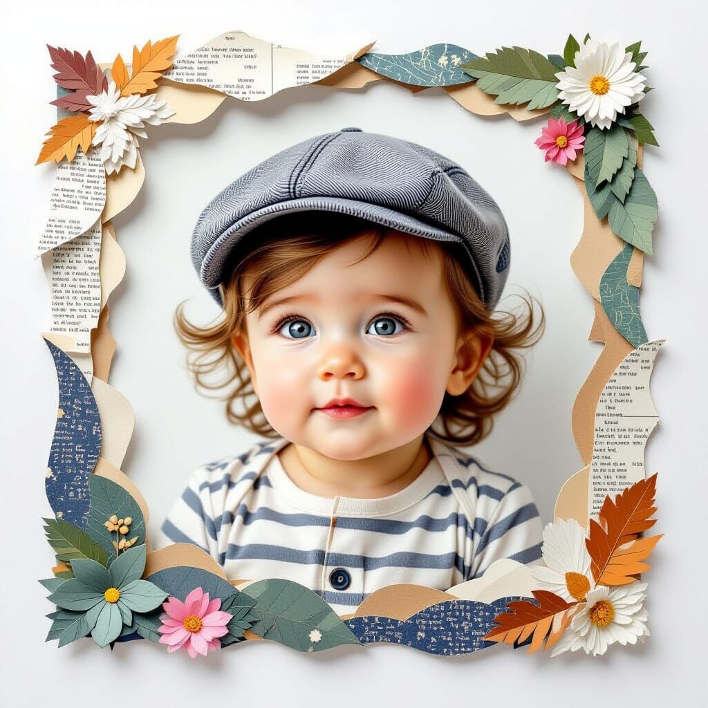 Paper Art Collage with Baby Portrait
