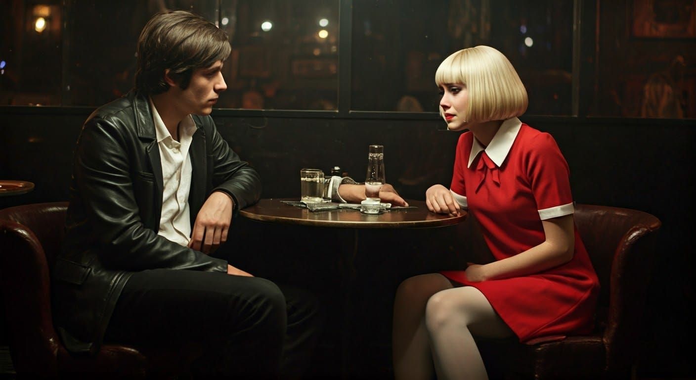 1960s London Nightclub Scene with Woman in Mod Style