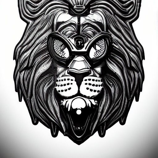Steampunk Lion with Human Face