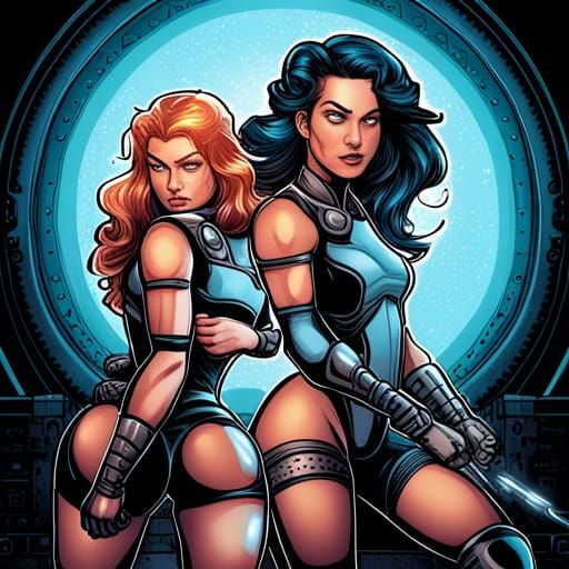 Steampunk Cyborgs: Futuristic Beauty in Comic Art Style