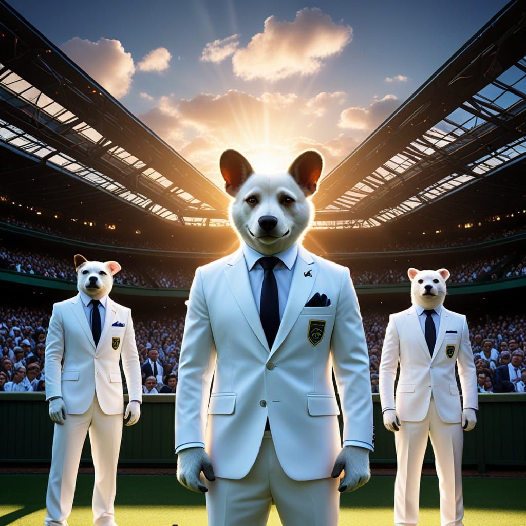Pets Play Wimbledon: A Surreal Digital Art Scene