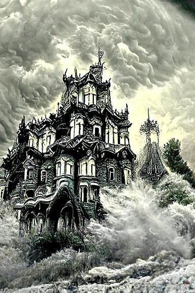 Haunted Victorian Castle in Gloomy Gothic Horror Style