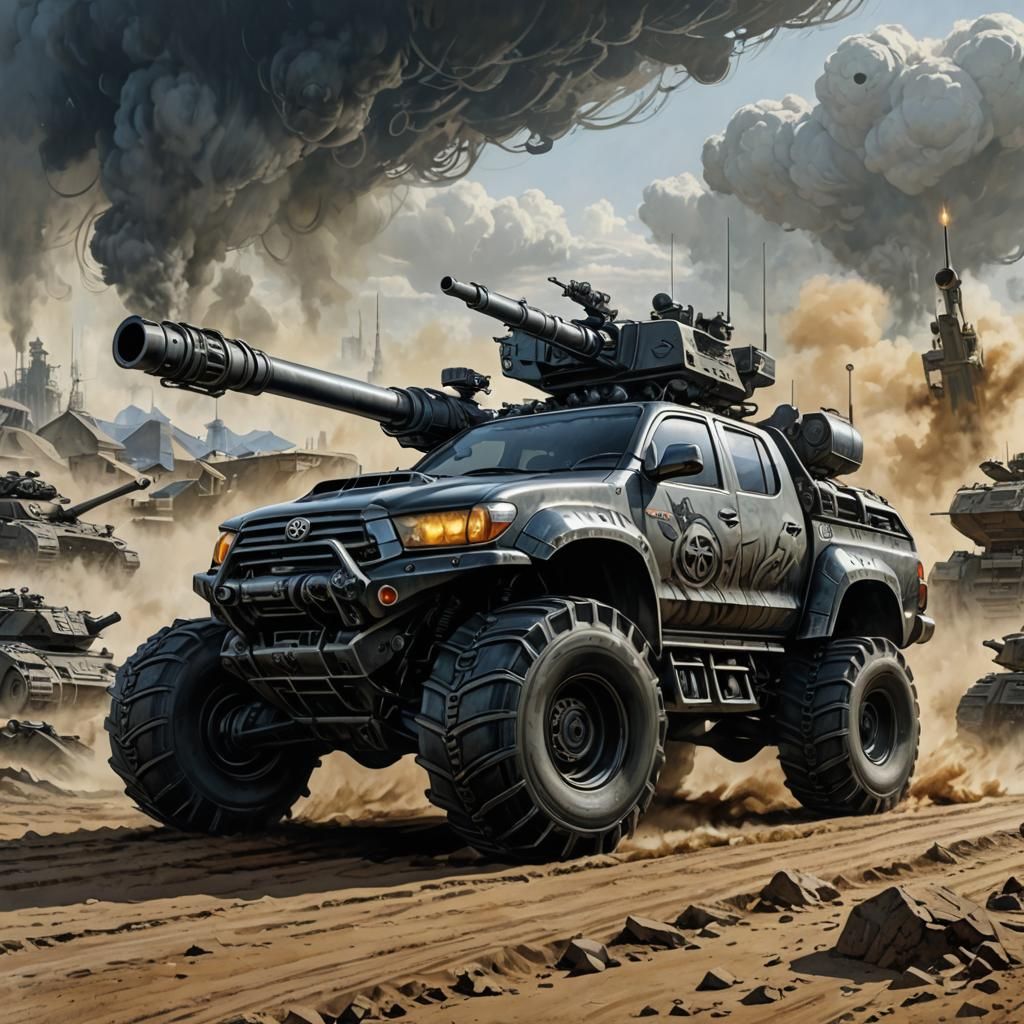 Toyota Hilux Tank in Comic Book Art Style