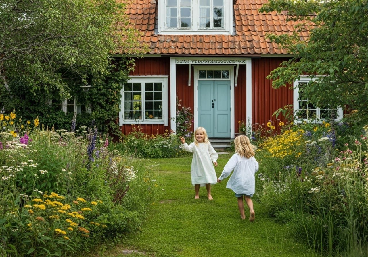 Idyllic Swedish Summer House with Children, in Carl Larsson ...