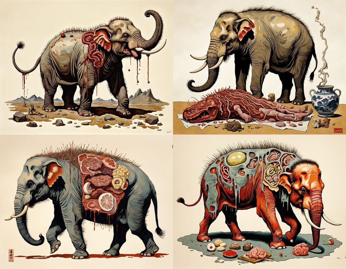 Mythical Hybrid Creature in Egon Schiele Oil Painting Style