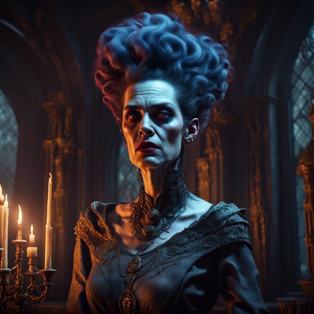 Lovecraftian Bride of Frankenstein in Detailed Digital Paint...