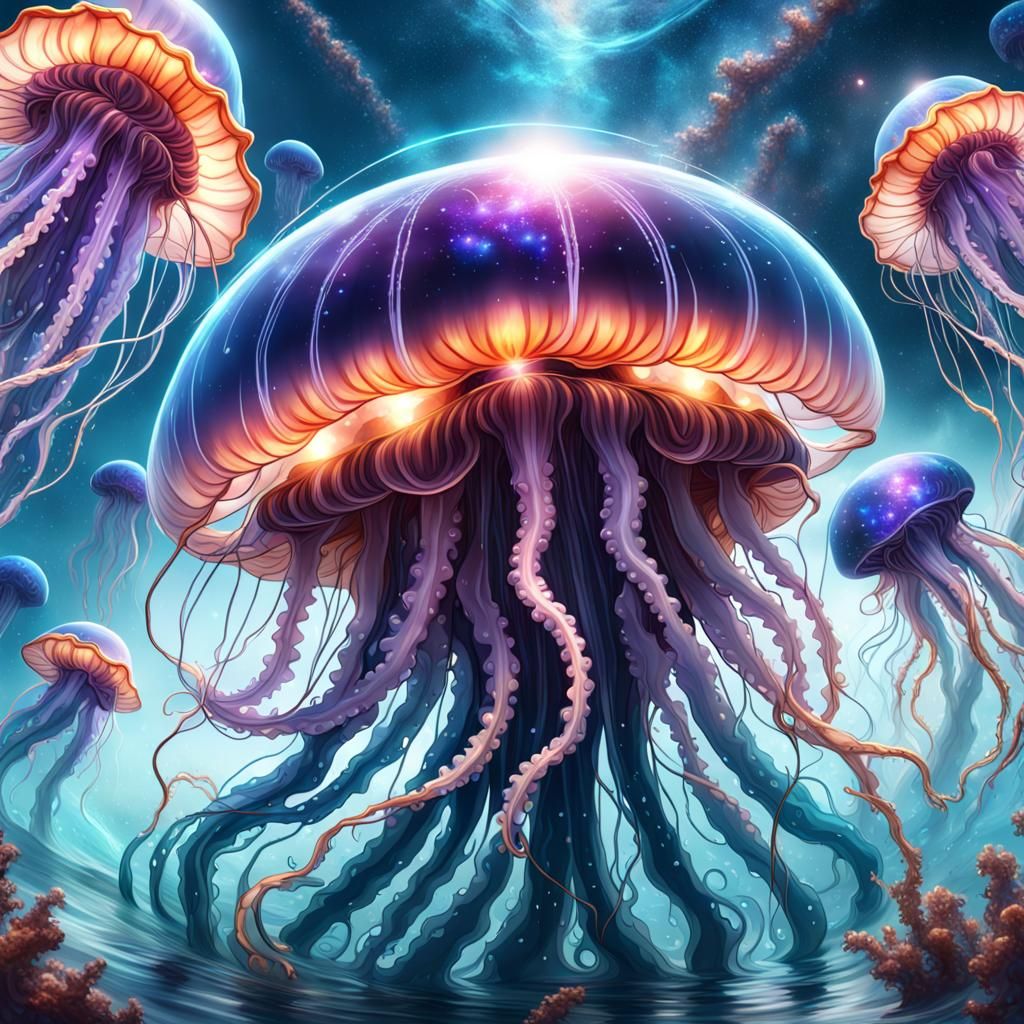 Jellyfish Galaxy God Rising from the Sea