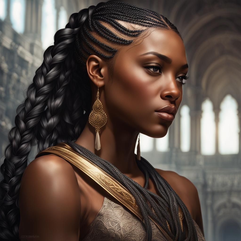 Detailed Portrait of an African American Princess