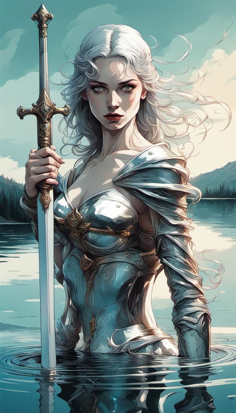 Lady of the Lake with Excalibur: Digital Art