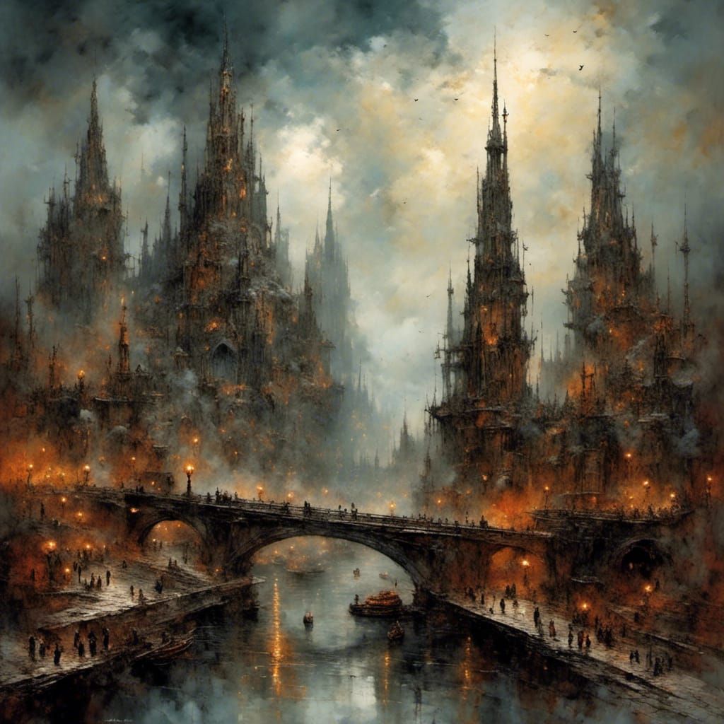 Spectacular Skyline in Unique Artistic Style