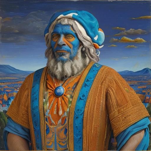 Cosmic Travelers in Colorful Oil Painting