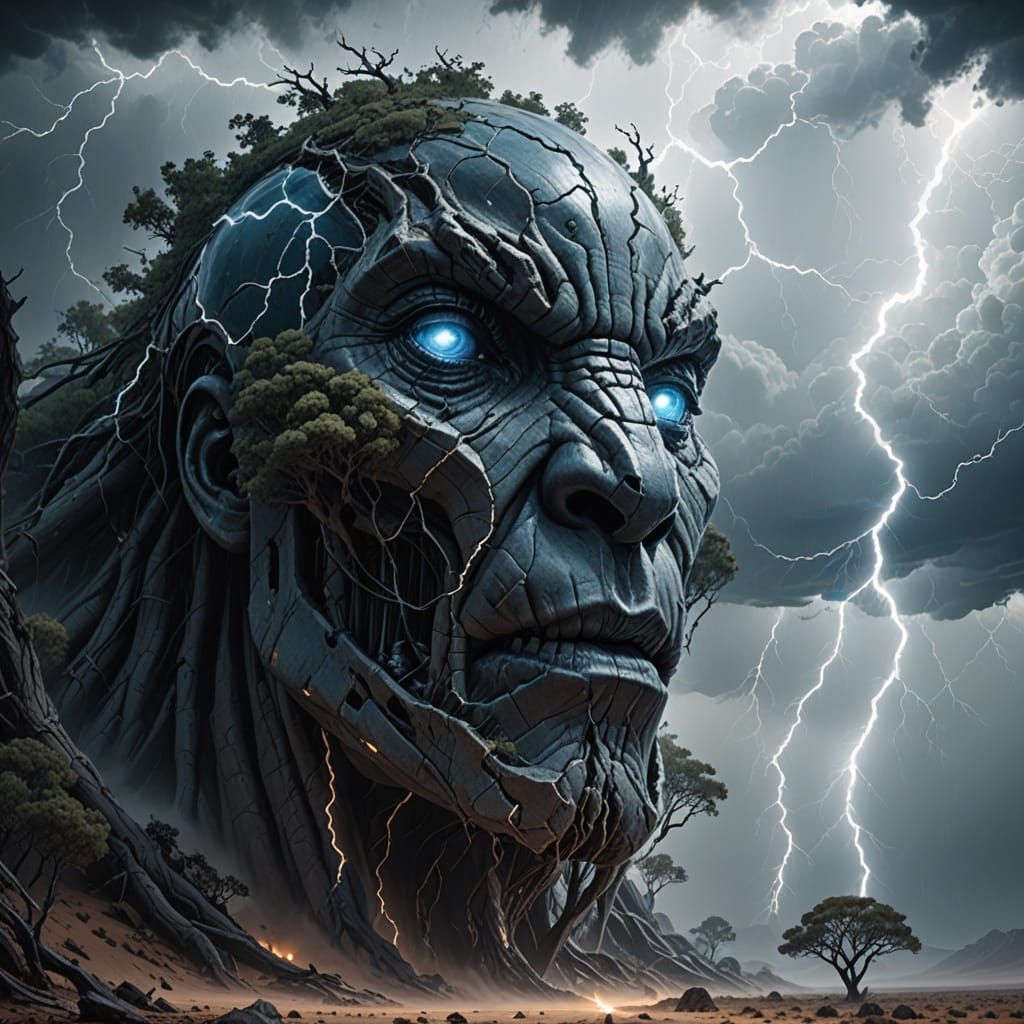 Sentient Thundercloud Over Alien Desert