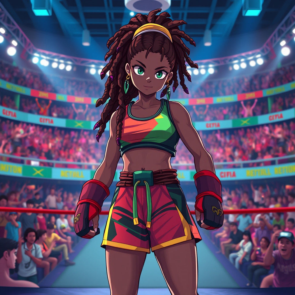 Jamaican Girl Warrior in Anime Fighting Tournament