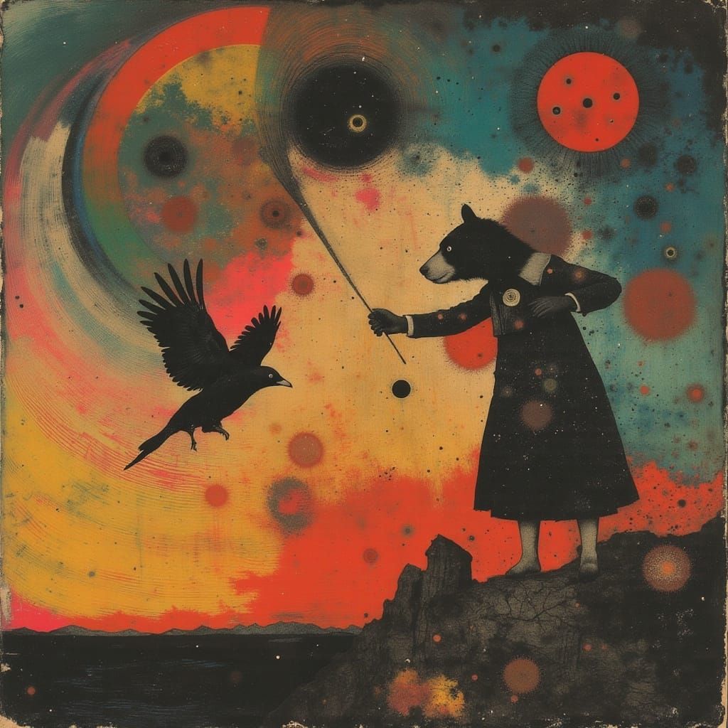 Vibrant Circus Sideshow in Geometric Mondrian Style