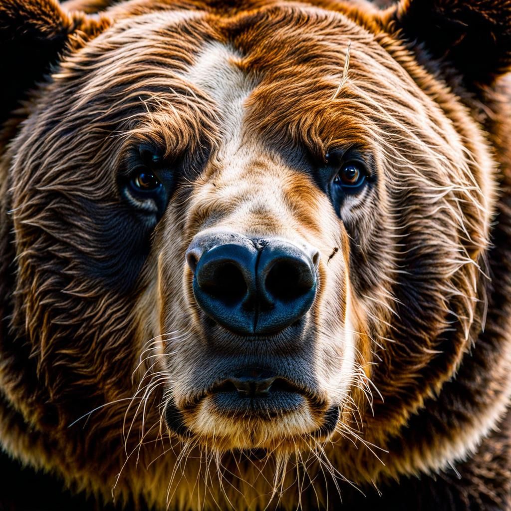 Grizzly Bear Nostrils: Extreme Closeup