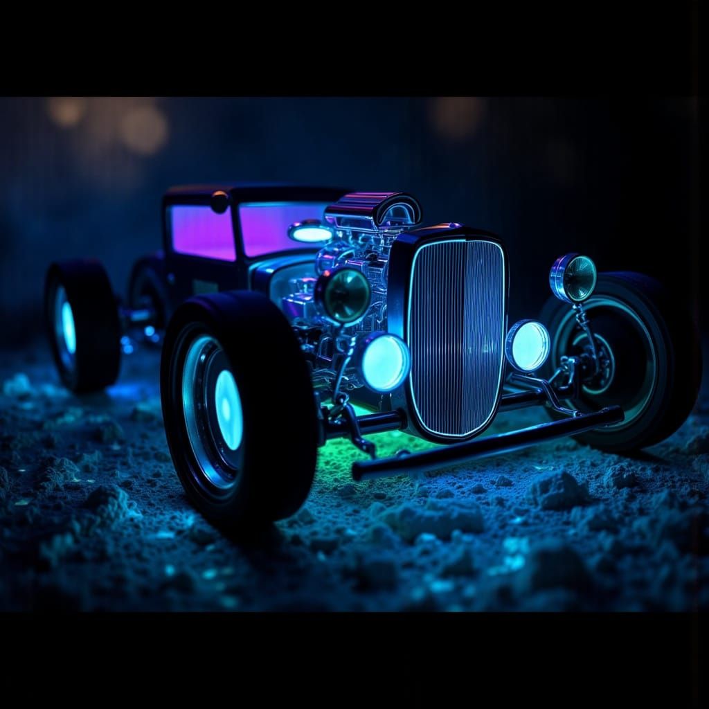 Bioluminescent 1932 Hotrod with Lora Shadowbox Cutscape