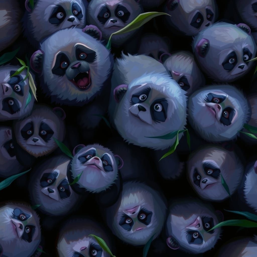 Whimsical Panda Cubs in a Vibrant Bamboo Forest