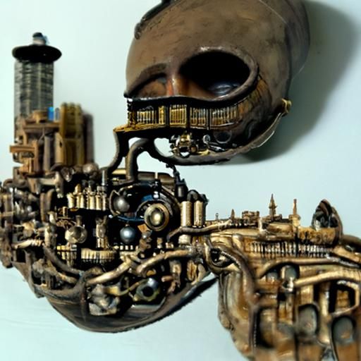 Steampunk City Inside Human Head