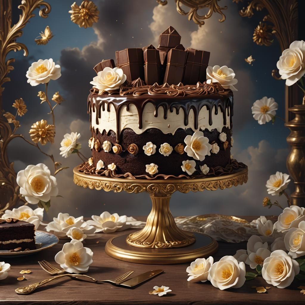 Decadent Chocolate Cake: Detailed Matte Painting