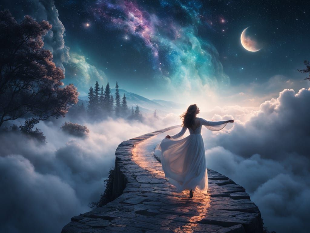 Ethereal Woman Transcending Reality