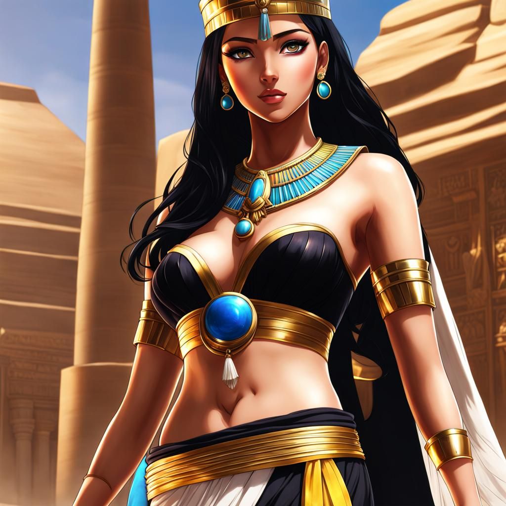 Beautiful Egyptian Anime Girl in Pharaohs' Era